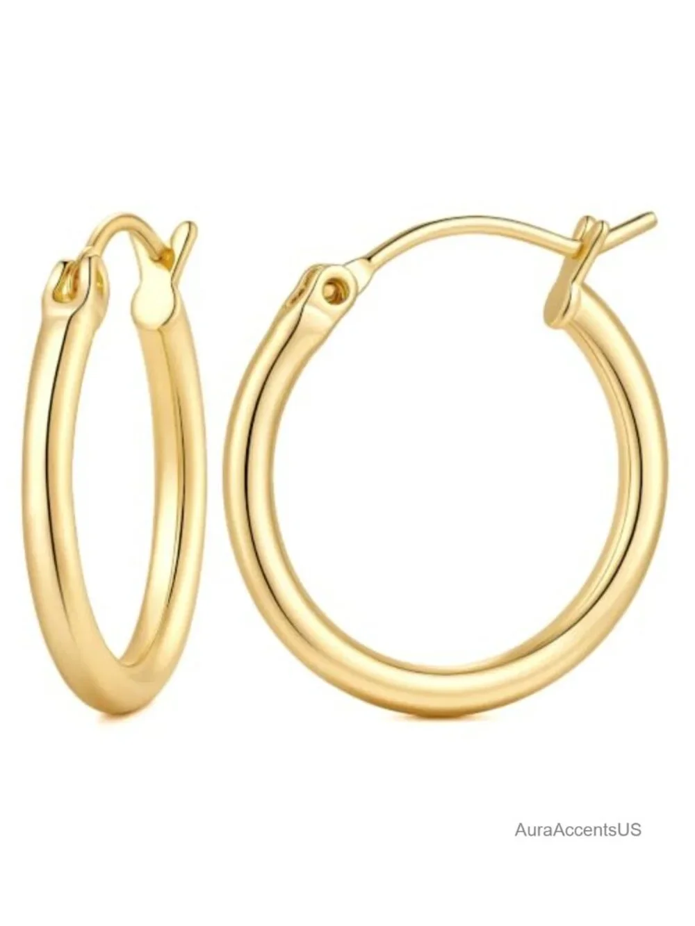 14K Gold Plated Small Hoop Earrings for Women Hypoallergenic Click-Top